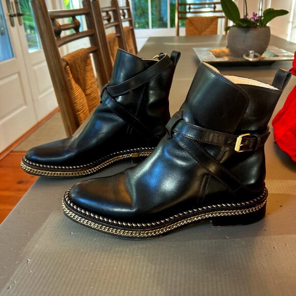 Louboutin Chain Link Shoe Boot, Dark Brown, Size 8 but runs small - Picture 1 of 6